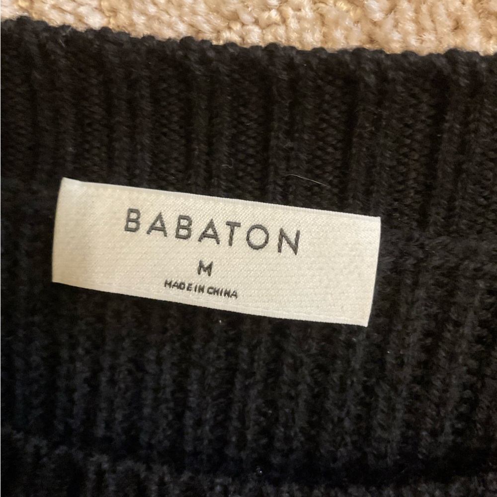 🖤💫 Aritzia Babaton Gratzia Black 100% Merino Wool Sweater Shoulder Pads M EUC - Picture 4 of 9